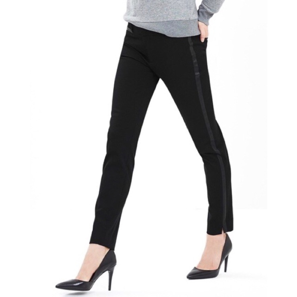 Tuxedo leather stripe Banana republic sloan pants